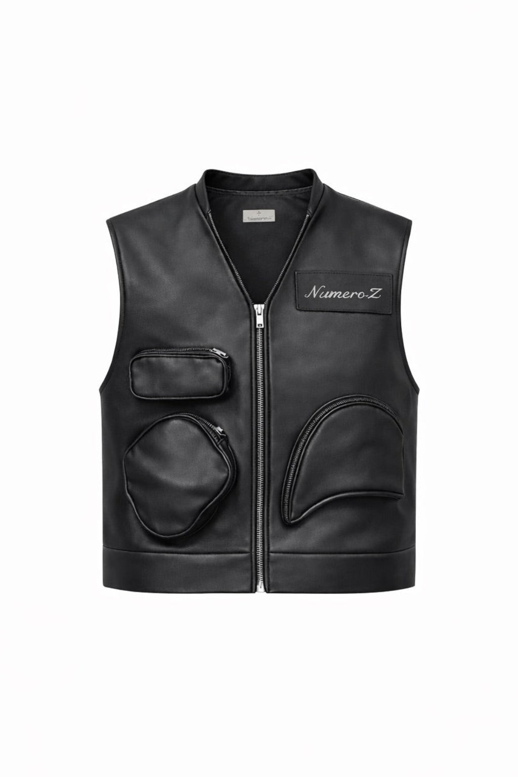 LEATHER POCKETS JACKET DARK SANS MANCHES