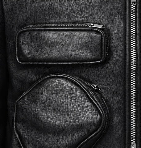 LEATHER POCKETS JACKET DARK
